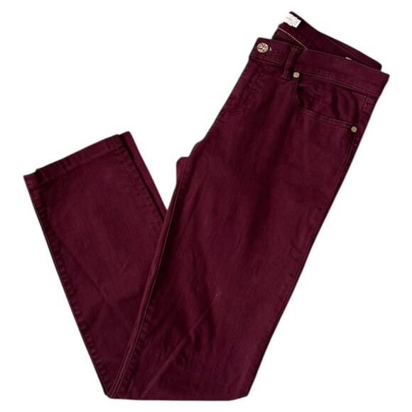 TORY BURCH Women's Super Skinny Jeans Size 29 Burgundy Wine Red Designer Denim - Picture 10 of 10